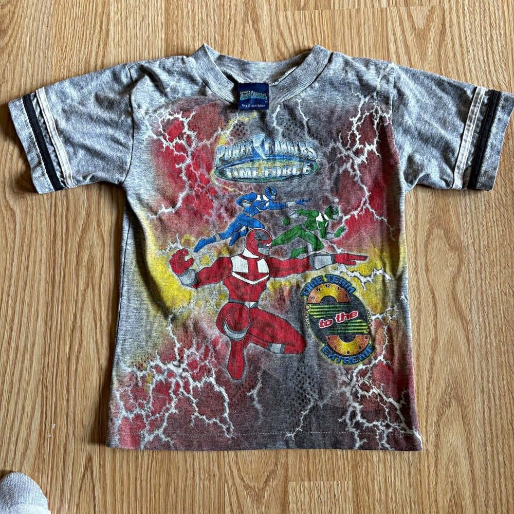 Vintage 2001 Power Rangers Kids Size 7 T-Shirt Y2K Retro tv show